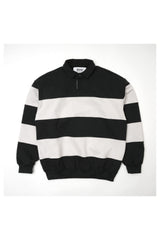 Hombre Nino / ROUND COLLAR STRIPE SWEAT SHIRT - BLACK/WHITE