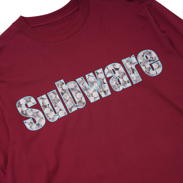 SUBWARE  / FAT CAP FILL LONG SLEEVE TEE - MAROON