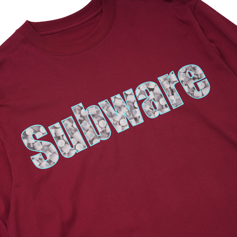 SUBWARE  / FAT CAP FILL LONG SLEEVE TEE - MAROON