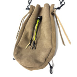B:TOGETHER / "KINCHAKU" LEATHER SAND SUEDE