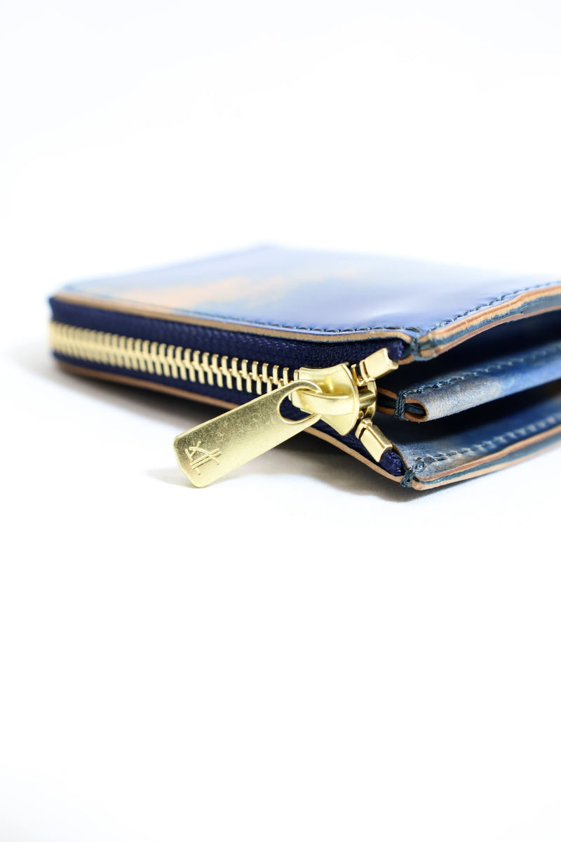 Re-ACT / Cordvan L-Fastener Compact Wallet - Marble Blue