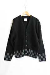 TODAY edition / CHECKER MOHAIR CARDIGAN - BLACK