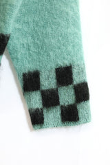 TODAY edition / CHECKER MOHAIR CARDIGAN - BLUE