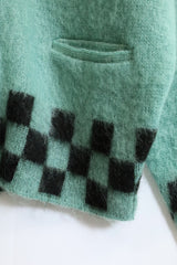 TODAY edition / CHECKER MOHAIR CARDIGAN - BLUE