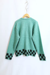 TODAY edition / CHECKER MOHAIR CARDIGAN - BLUE