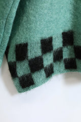TODAY edition / CHECKER MOHAIR CARDIGAN - BLUE