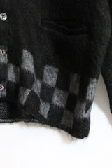 TODAY edition / CHECKER MOHAIR CARDIGAN - BLACK