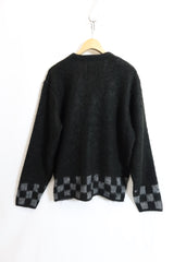 TODAY edition / CHECKER MOHAIR CARDIGAN - BLACK