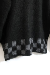 TODAY edition / CHECKER MOHAIR CARDIGAN - BLACK