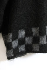 TODAY edition / CHECKER MOHAIR CARDIGAN - BLACK