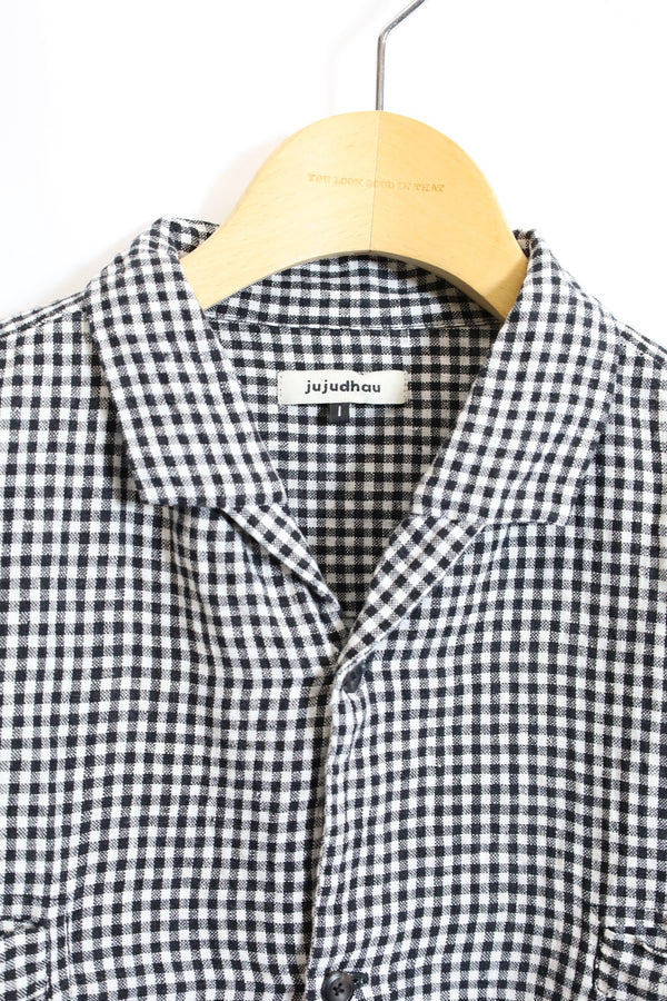 jujudhau / Beack Collar Shirt 1/2 - BW Check 