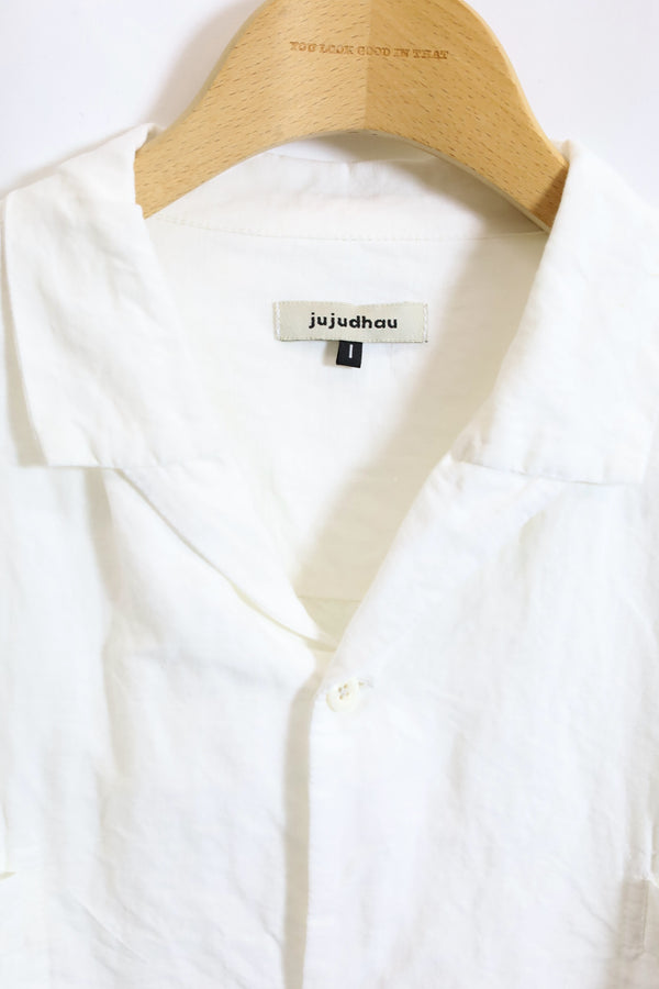 jujudhau / Beack Collar Shirt 1/2 - L/C White 