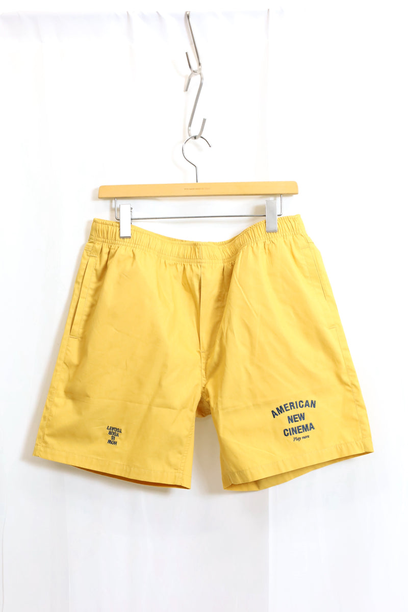 TODAY edition / Embroidery Beach Shorts-MUSTARD