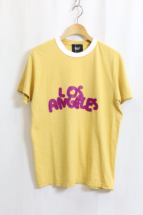 TODAY edition / Printed Ringer "LOS ANGELS" SS Tee - Mustard