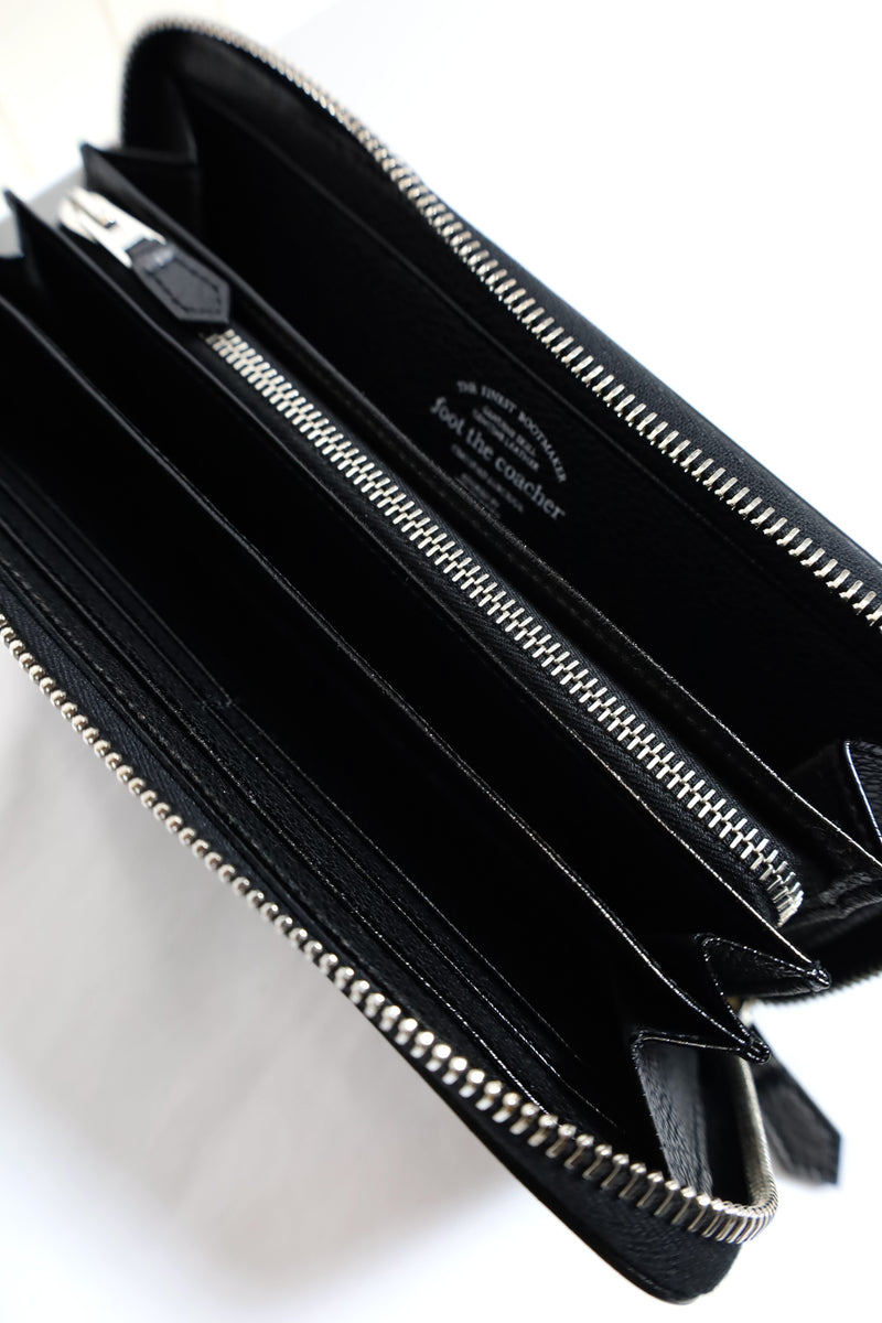 foot the coacher / Long Zip Wallet-Black Embossed/Silver