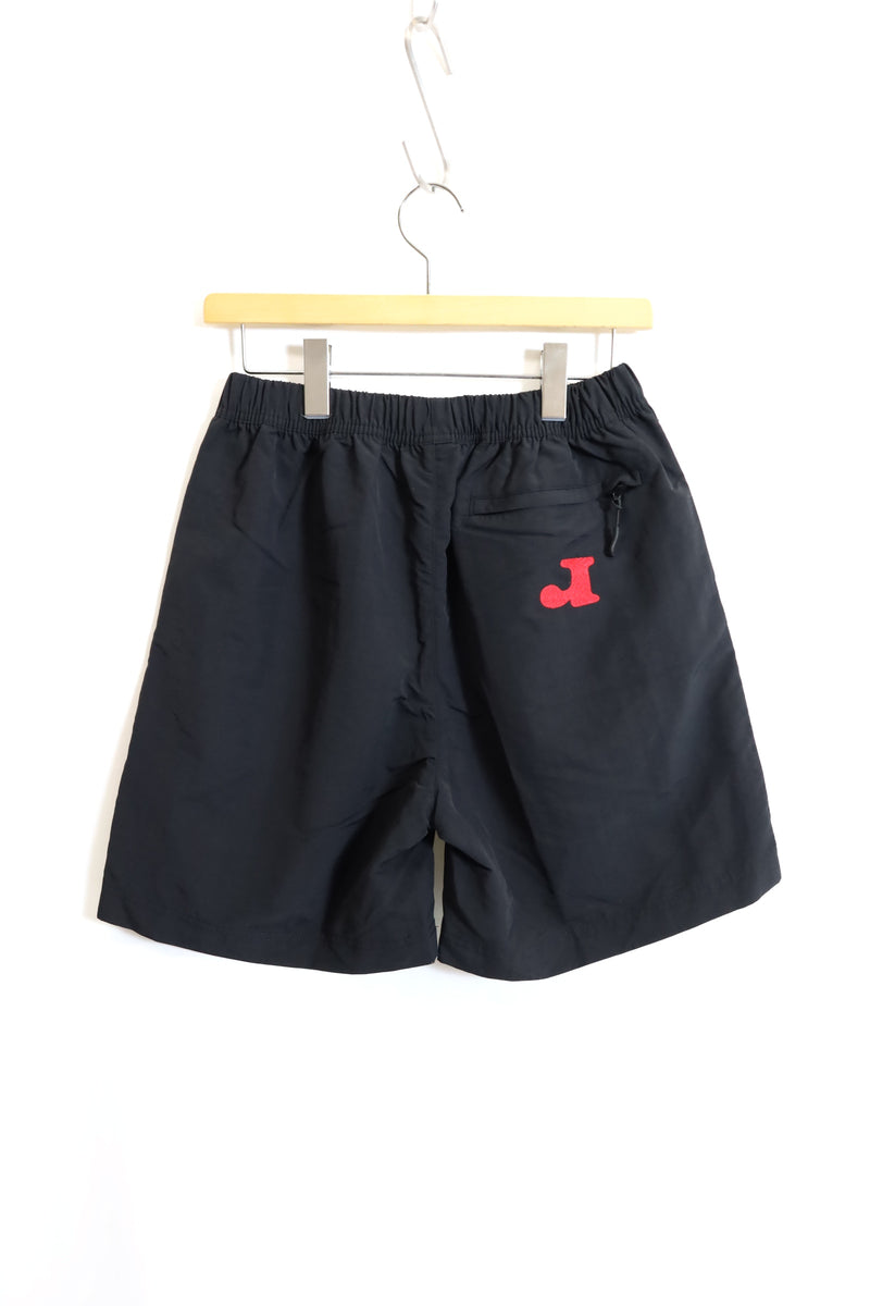 TANIMA / Nylon Short Pants - redtriangle embroidery blk