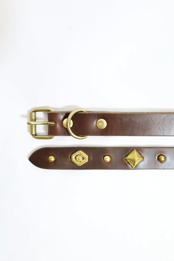 Re-ACT / Studs Sword tip Narrow Long Belt - Choco