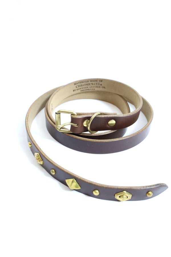 Re-ACT / Studs Sword tip Narrow Long Belt - Choco