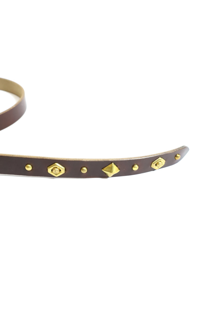 Re-ACT / Studs Sword tip Narrow Long Belt - Choco