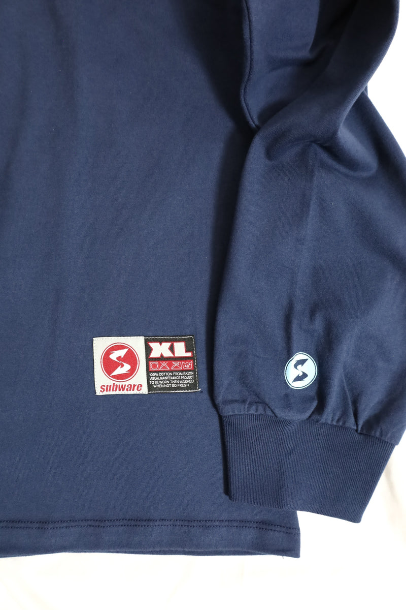 SUBWARE  / FAT CAP FILL LONG SLEEVE TEE - NAVY