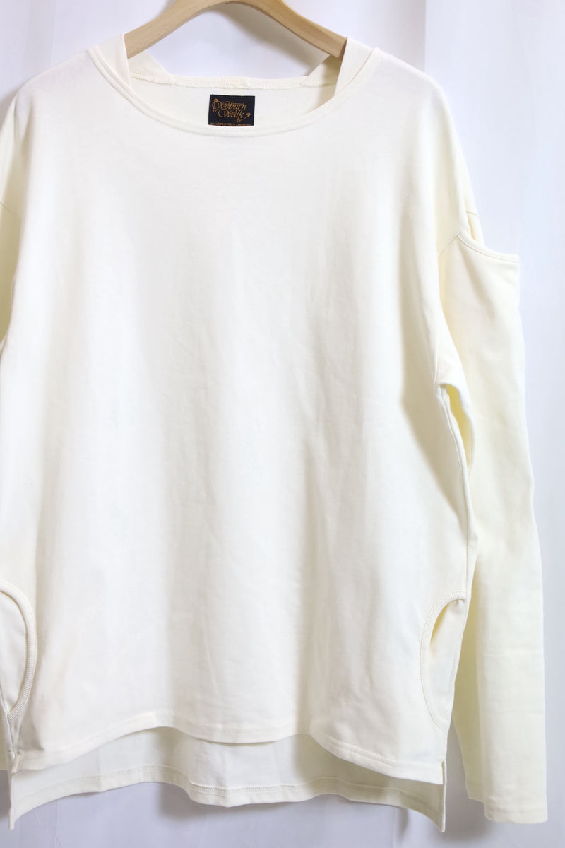 WOBURN WALK/Fisherman Boat Neck Shirt - Shirt Tail / Solid - Off White
