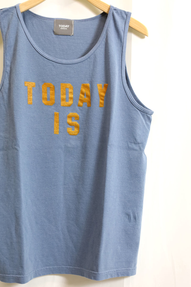 TODAY edition / "TODAY IS" Tank Top - BLUE