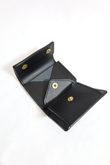 Re-ACT / Shell Cordvan Three Fold  Mini Wallet - Black