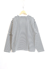 MODMNT /DETACHABLE BORDER L/S TEE - WHT×NVY