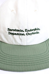 Garbage / SOFT BRIM 6 PANEL CAP LOW (HAPPY CHEMICALS) - OFF WHITE / ARMY GREEN BRIM (ARMY GREEN EMB)