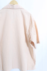 alvana /Uneven  open collar S/S shirts - Pink