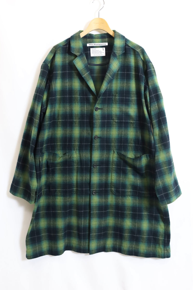 White Mountaineering /WIDE GUSSET SLEEVE OMBRE CHECK SHOP COAT - WM2473116