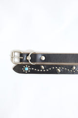 Re-ACT / Studs Flower Narrow Long Belt - Black