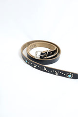 Re-ACT / Studs Flower Narrow Long Belt - Black