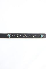 Re-ACT / Studs Flower Narrow Long Belt - Black