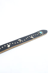Re-ACT / Studs Flower Narrow Long Belt - Black