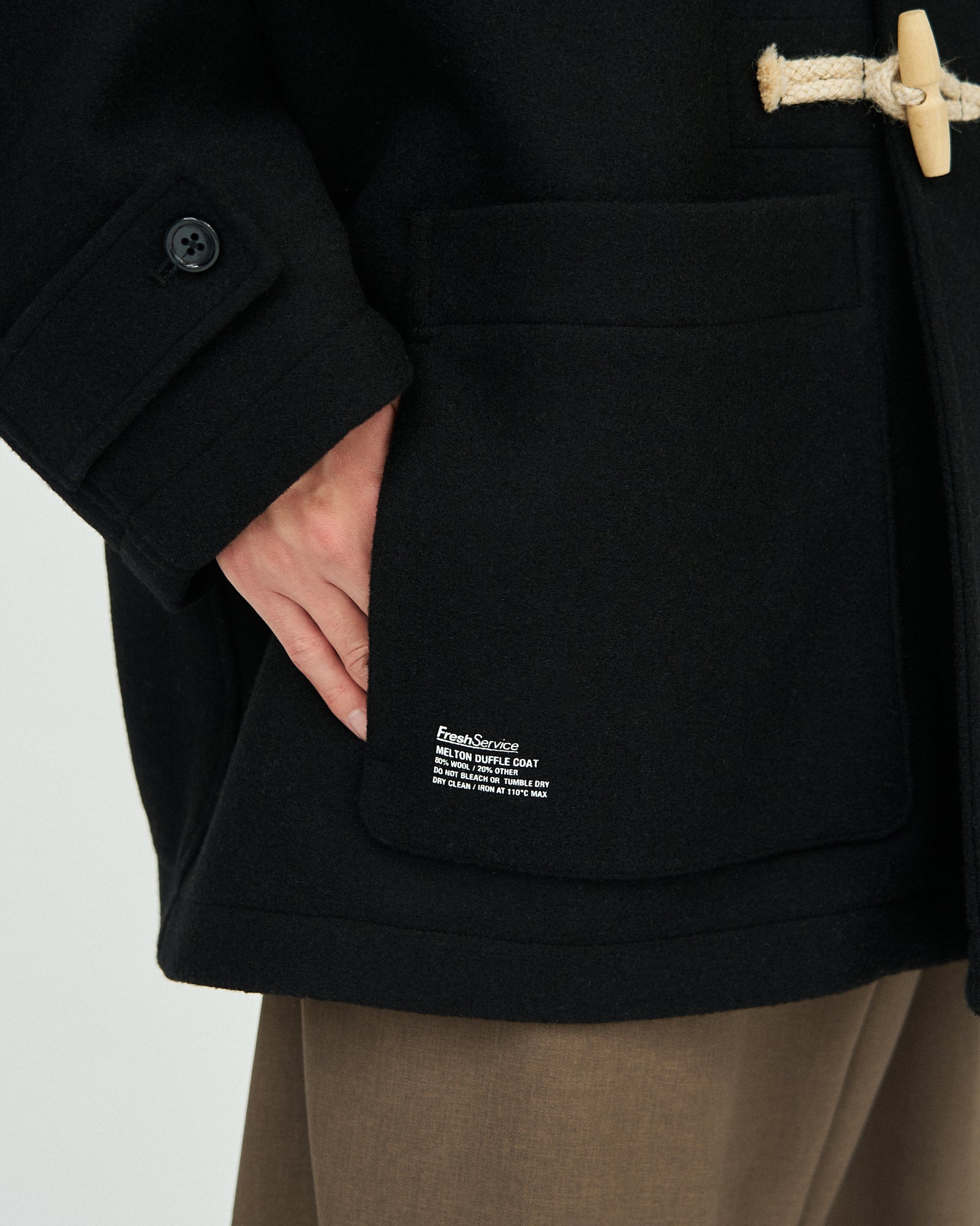 Fresh Service / MELTON DUFFLE COAT - BLACK – redtriangle